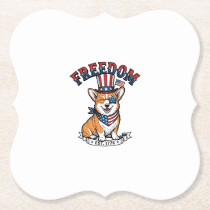 Porta-copo De Papel Camiseta Vintage Gravura Patriota Liberdade Corgi_