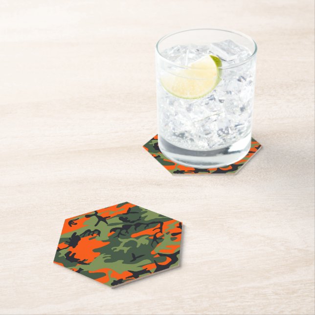 Porta-copo De Papel Camuflagem Laranja e Verde, Militar, Exército (Insitu)