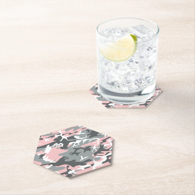Porta-copo De Papel Camuflagem rosa e Cinza, Militar, Exército (Insitu)
