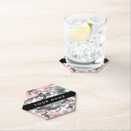 Porta-copo De Papel Camuflagem rosa e Cinza Seu nome Personaliza