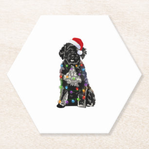 Porta-copo De Papel Cão de Água Português Luzes de Natal Xmas Cão Lov
