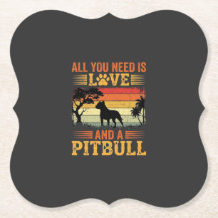 Porta-copo De Papel Cão do Amor Pitbull Pôr do Sol Retrô