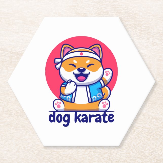 Porta-copo De Papel cão sabe karate (Frente)