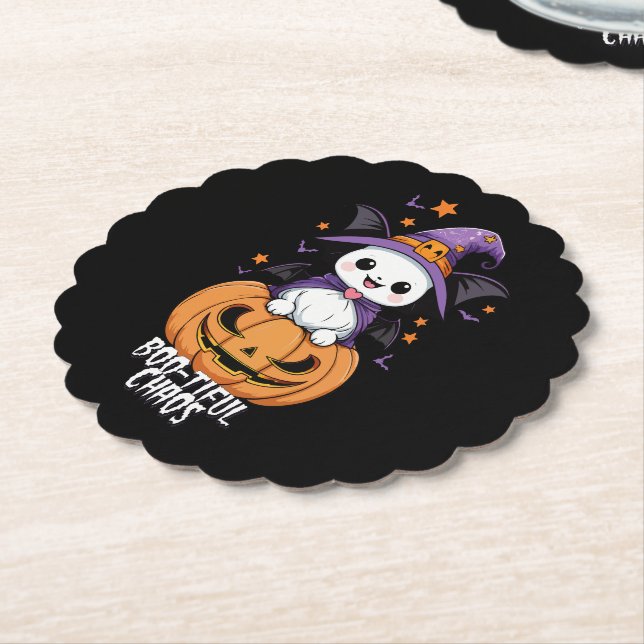 Porta-copo De Papel Caos Bonitos | Morcegos, Chapéus e Abóboras (Angular)