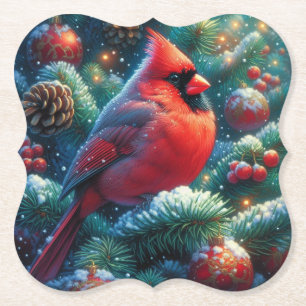 Porta-copo De Papel Cardeal de Natal/Inverno