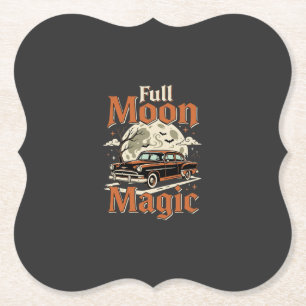 Porta-copo De Papel Carro Antigo Mágico Lua Cheia de Halloween