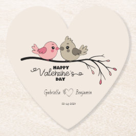 Porta-copo De Papel Cartoon Bonito Aves no Dia do Namorados