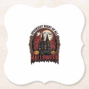 Porta-copo De Papel Casa Assombrada Halloween Gravura Vintage Assustad