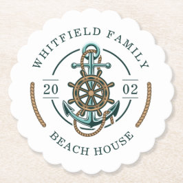 Porta-copo De Papel Casa de Praia Família Âncora Náutica Personalizada