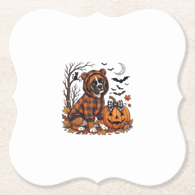 Porta-copo De Papel Casaco com Capuz Xadrez de Cachorro Boxer Hallowee (Frente)