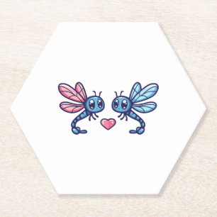 Porta-copo De Papel Casal de Dragonfly no Dia de os namorados animal a