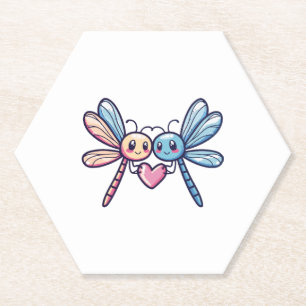 Porta-copo De Papel Casal de Dragonfly no Dia de os namorados animal a