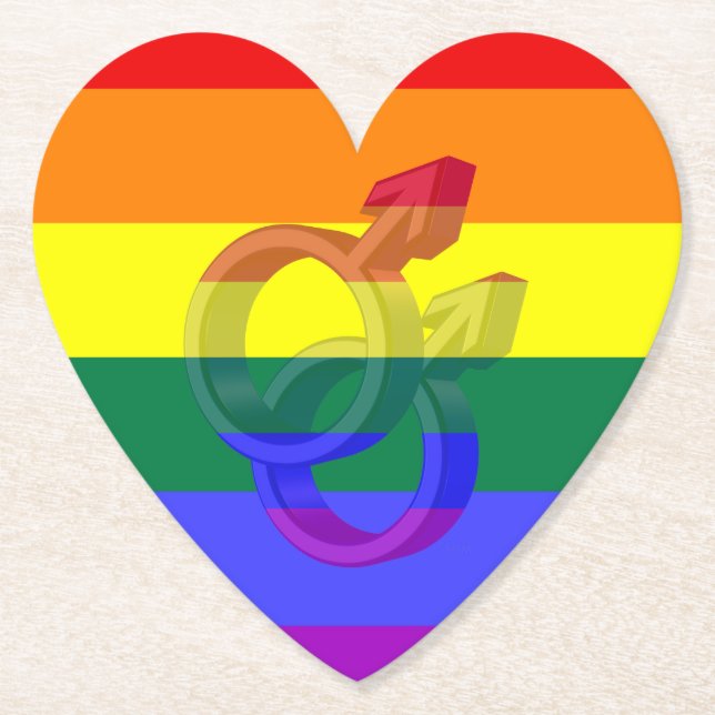 Porta-copo De Papel Casal masculino Símbolos arco-íris (Frente)