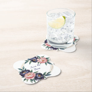 Porta-copo De Papel Casamento Azul Blush e Marinho