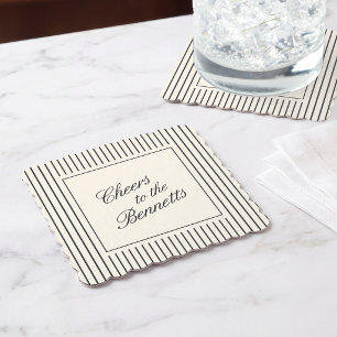 Porta-copo De Papel Casamento Black & Ecru Classic Script