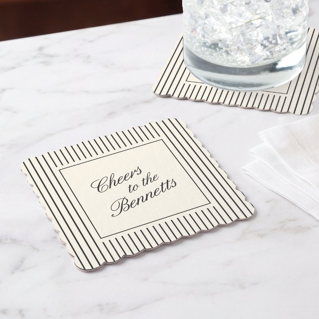 Porta-copo De Papel Casamento Black & Ecru Classic Script (Criador carregado)
