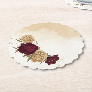 Porta-copo De Papel Casamento botânico de ouro verde-branco Maroon