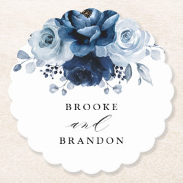 Porta-copo De Papel Casamento Botânico Floral de Marinho Azul Dusty