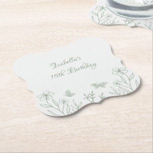 Porta-copo De Papel Casamento botânico verde-sábio simples