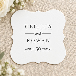 Porta-copo De Papel Casamento Clássico Minimalista Preto e Branco