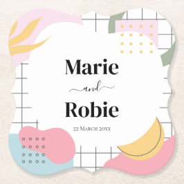 Porta-copo De Papel Casamento Colorido Abstrato Memphis