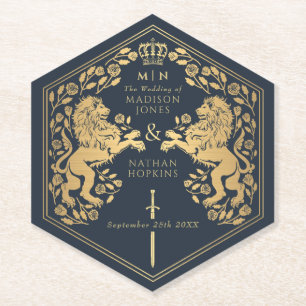 Porta-copo De Papel Casamento com Espadas da Lion Real Azul Medieval