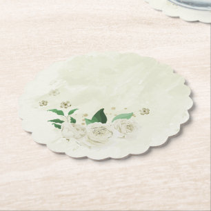 Porta-copo De Papel Casamento com flores brancas de marfim