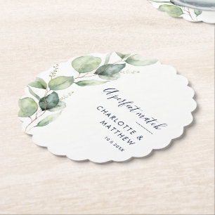 Porta-copo De Papel Casamento com Rotulo de Eucalipto em Aquarela