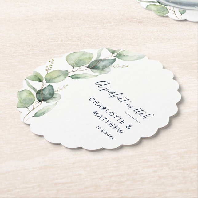 Porta-copo De Papel Casamento com Rotulo de Eucalipto em Aquarela (Angular)
