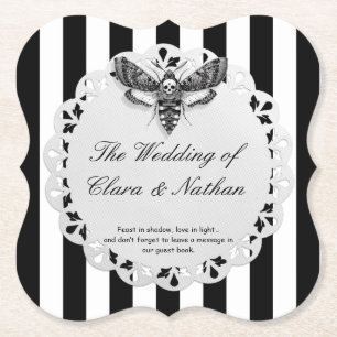 Porta-copo De Papel Casamento Crânio de Mariposa Gótica – Elegância So