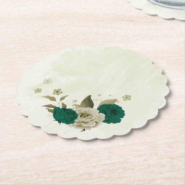 Porta-copo De Papel casamento das flores verdes esmeraldas (Angular)