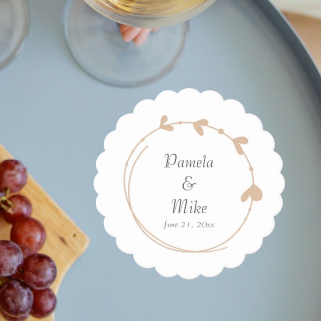 Porta-copo De Papel Casamento de Beige Simple Heart (In Situ Wedding)