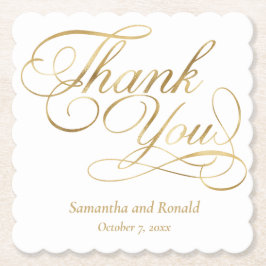 Porta-copo De Papel Casamento de Caligrafia Agradecimento em Folha de