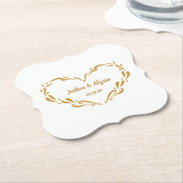 Porta-copo De Papel Casamento de Coração de Ouro Elegante Personalizad