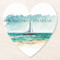 Casamento de cruzeiro de barco a aquarela minimali