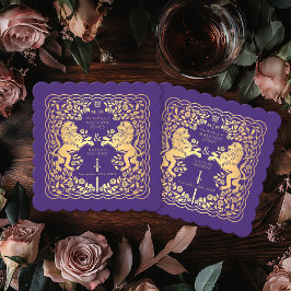 Porta-copo De Papel Casamento de Espadas Medieval do Leão Real Roxo