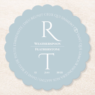 Porta-copo De Papel Casamento de Monograma Simples de Cinzas Brancas E
