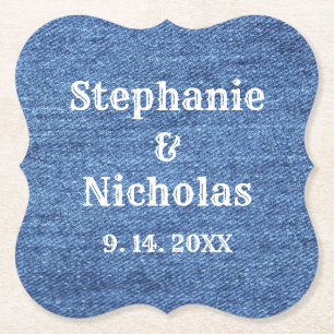 Porta-copo De Papel Casamento de Tema de Denim Branco Azul