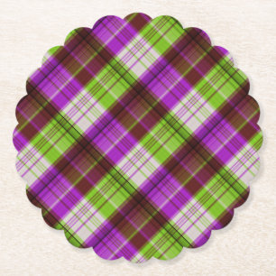Porta-copo De Papel Casamento de Xadrezes de Tartan Verde Roxo