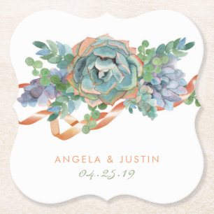 Porta-copo De Papel Casamento do conjunto do Succulent da aguarela