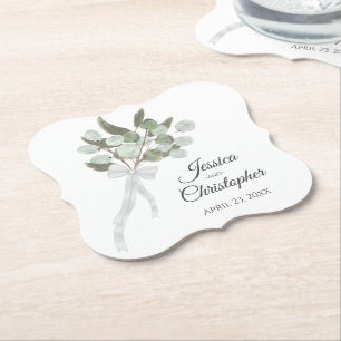 Porta-copo De Papel Casamento Elegante Eucalyptus Buquê Boho Watercolo