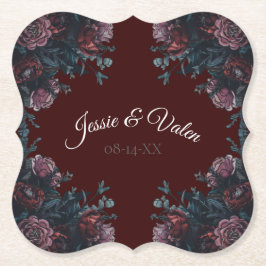 Porta-copo De Papel Casamento Elegante Mauve Gothic da Maroon Escuro