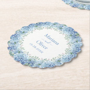 Porta-copo De Papel Casamento Floral Blue Hydrangeas Watercolor