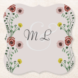 Porta-copo De Papel Casamento Floral Bordado Vintage Moderno