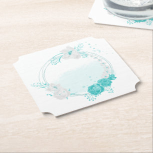 Porta-copo De Papel casamento floral branco turquesa