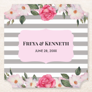 Porta-copo De Papel Casamento Floral das Rosas Brancas Cor-de-Açúcar