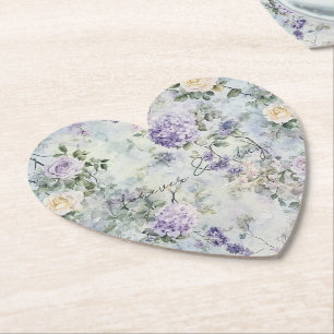 Porta-copo De Papel Casamento Floral de bonito Rosas Brancas Lavandas