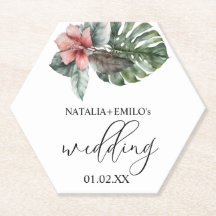 Casamento Floral de Folha de Monstera em Aquarela