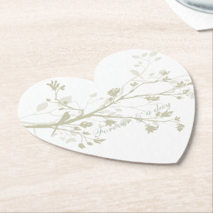 Porta-copo De Papel Casamento Floral de Galhos de Pássaro Creme Azul