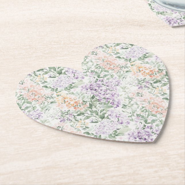 Porta-copo De Papel Casamento Floral de Lavanda Lilac Chic Peach (Angular)